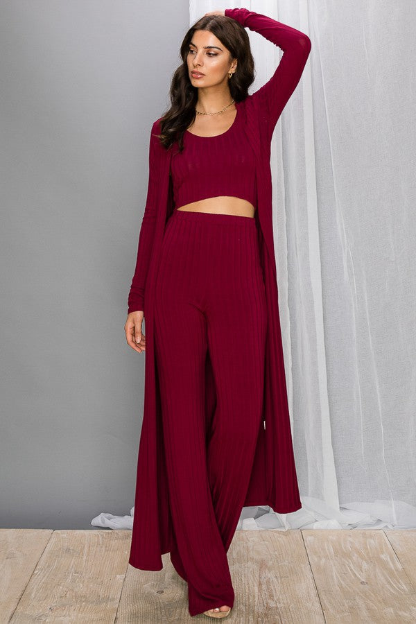 Wide Rib Cardigan 3 piece Set