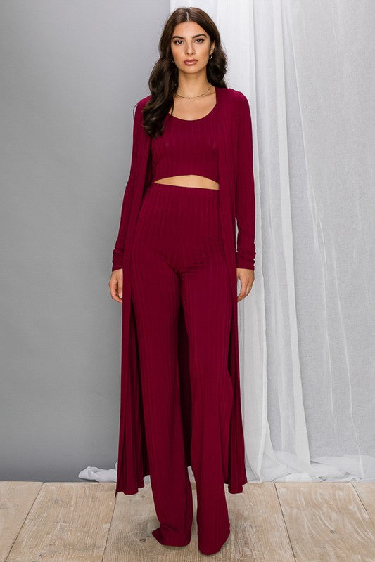 Wide Rib Cardigan 3 piece Set