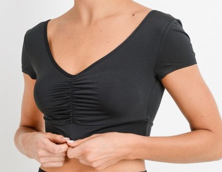 V Gathered Front Crop Top