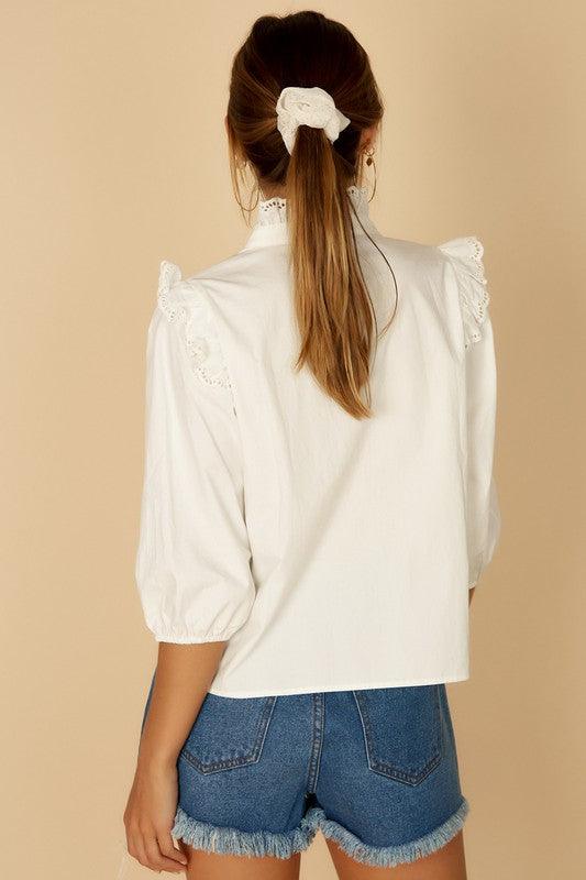 Pleats detail white top