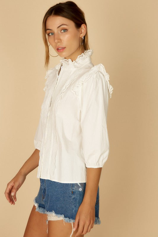 Pleats detail white top