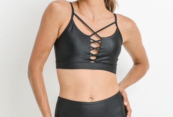 Lattice Front Glazed Sports Bra