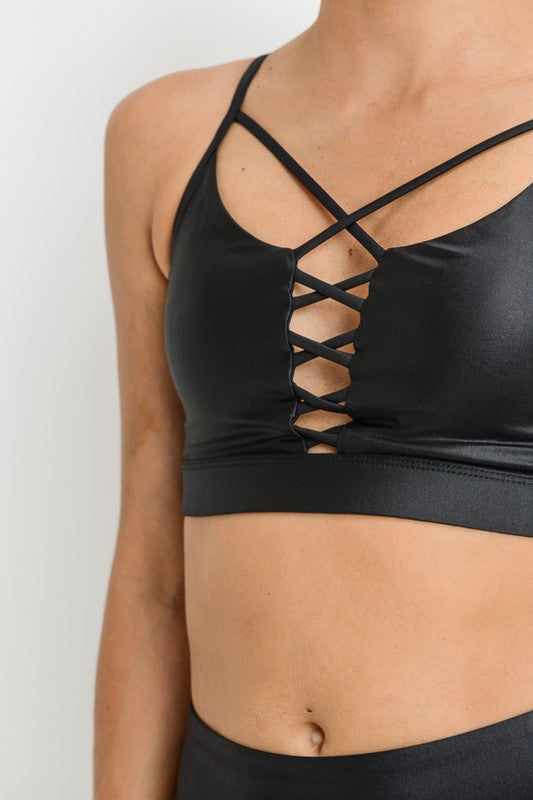 Lattice Front Glazed Sports Bra