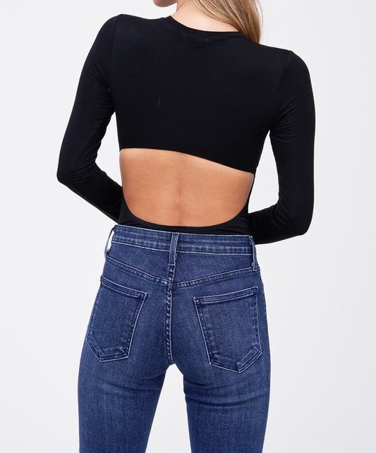 Long sleeve black knit bodysuit