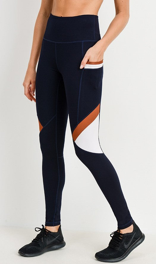 Highwaist Dark Navy Colorblock Leggings