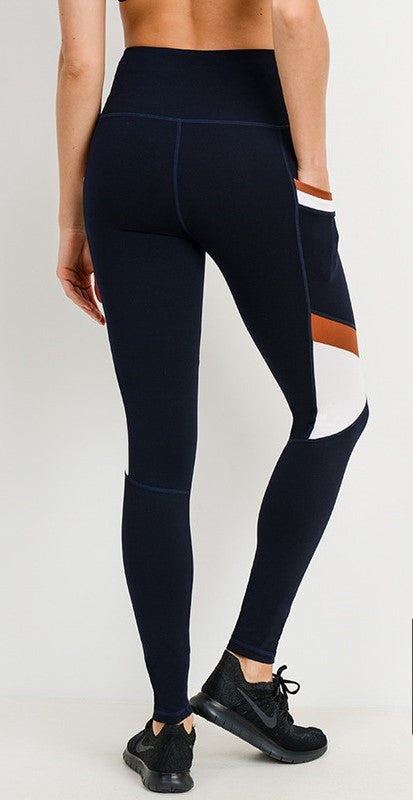 Highwaist Dark Navy Colorblock Leggings