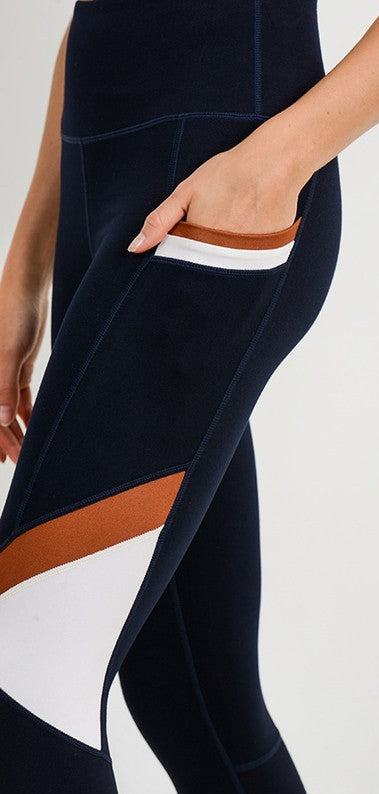 Highwaist Dark Navy Colorblock Leggings