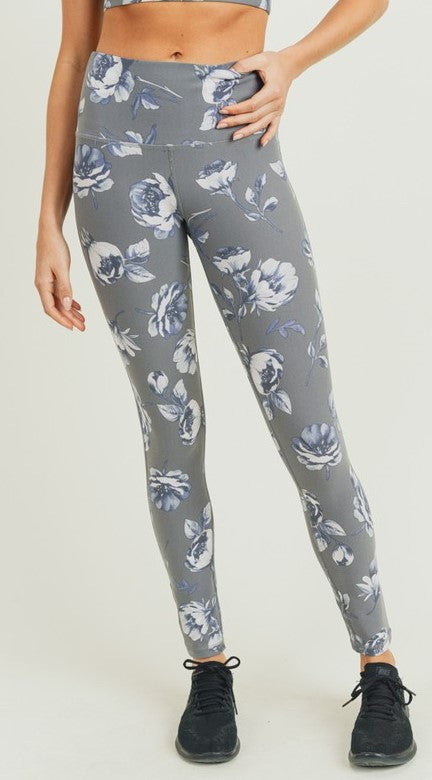 Grey Roses Highwaist Leggings
