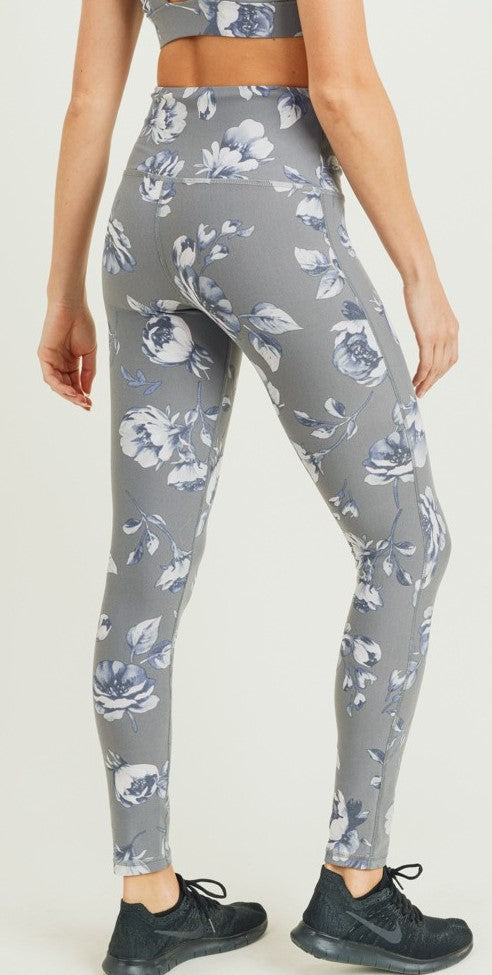 Grey Roses Highwaist Leggings