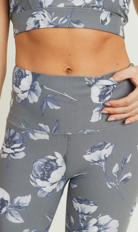 Grey Roses Highwaist Leggings