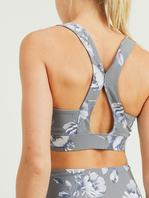 Grey Roses X Racerback Sports Bra