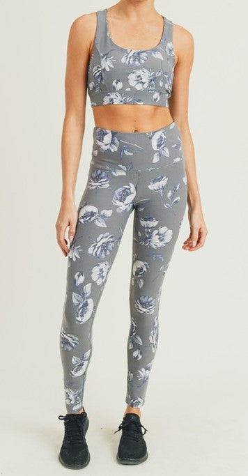 Grey Roses Highwaist Leggings