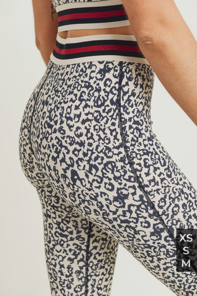 Leopard Striped Band Highwaist Leggings