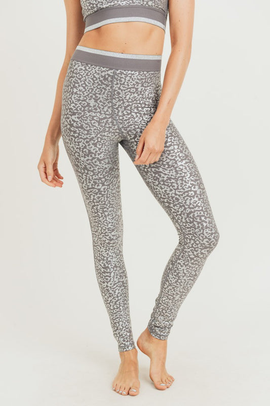 Silver Foil Leopard Print Highwaist Leggings