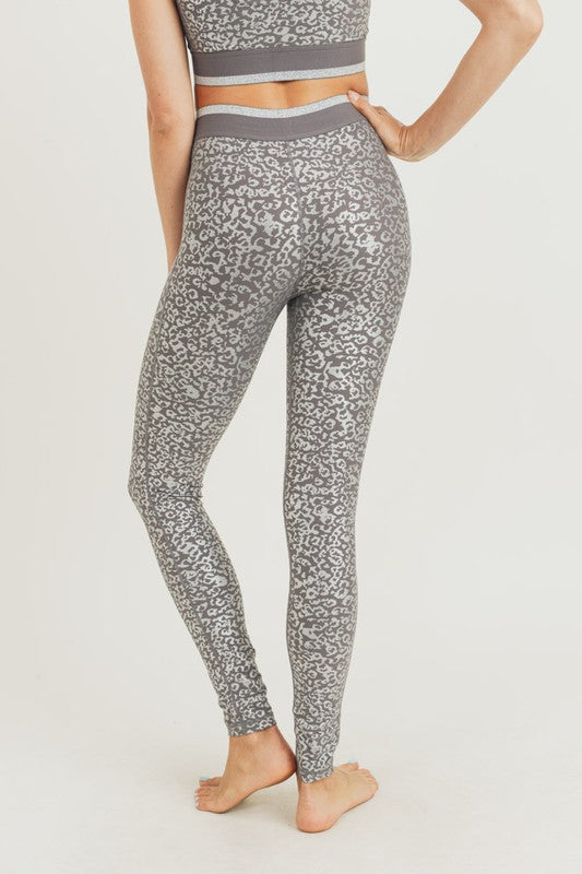 Silver Foil Leopard Print Highwaist Leggings