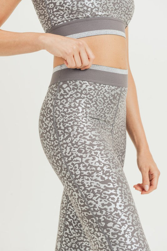Silver Foil Leopard Print Highwaist Leggings