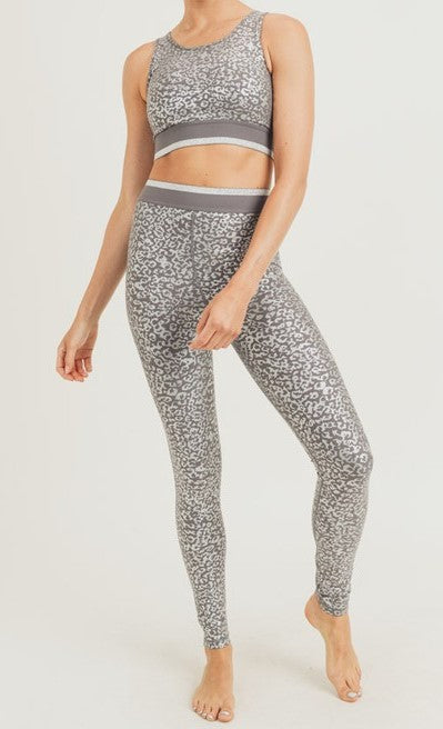 Silver Foil Leopard Print Highwaist Leggings